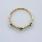 Anillo Trebol Mini Esmeraldas Diamantes 0.85gr / T6 1/2 / Oro Amarillo 18K %