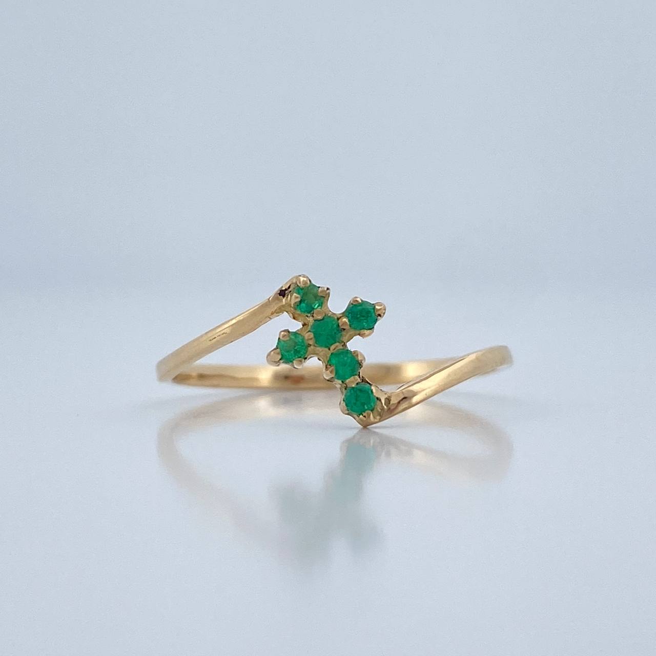 Anillo Cruz Eco Esmeraldas 1gr / T6 3/4 / Oro Amarillo 18K %