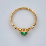 Anillo Solitario Redondo Lineas Cruzadas Esmeralda 2.05gr / T6 3/4 / Oro Amarillo 18K %