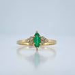Anillo Ojo De Gato Esmeralda Diamantes 1.4gr / T6 1/2 / Oro Amarillo 18K %