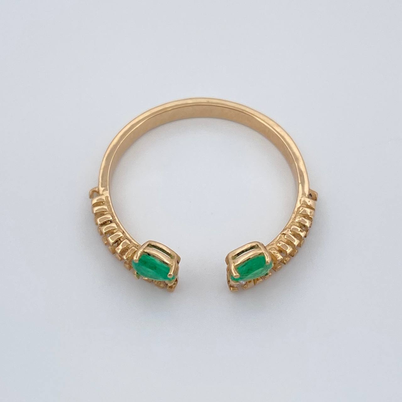 Anillo Mantiz Esmeraldas Diamantes 2.15gr / T7 1/4 / Oro Amarillo 18K %