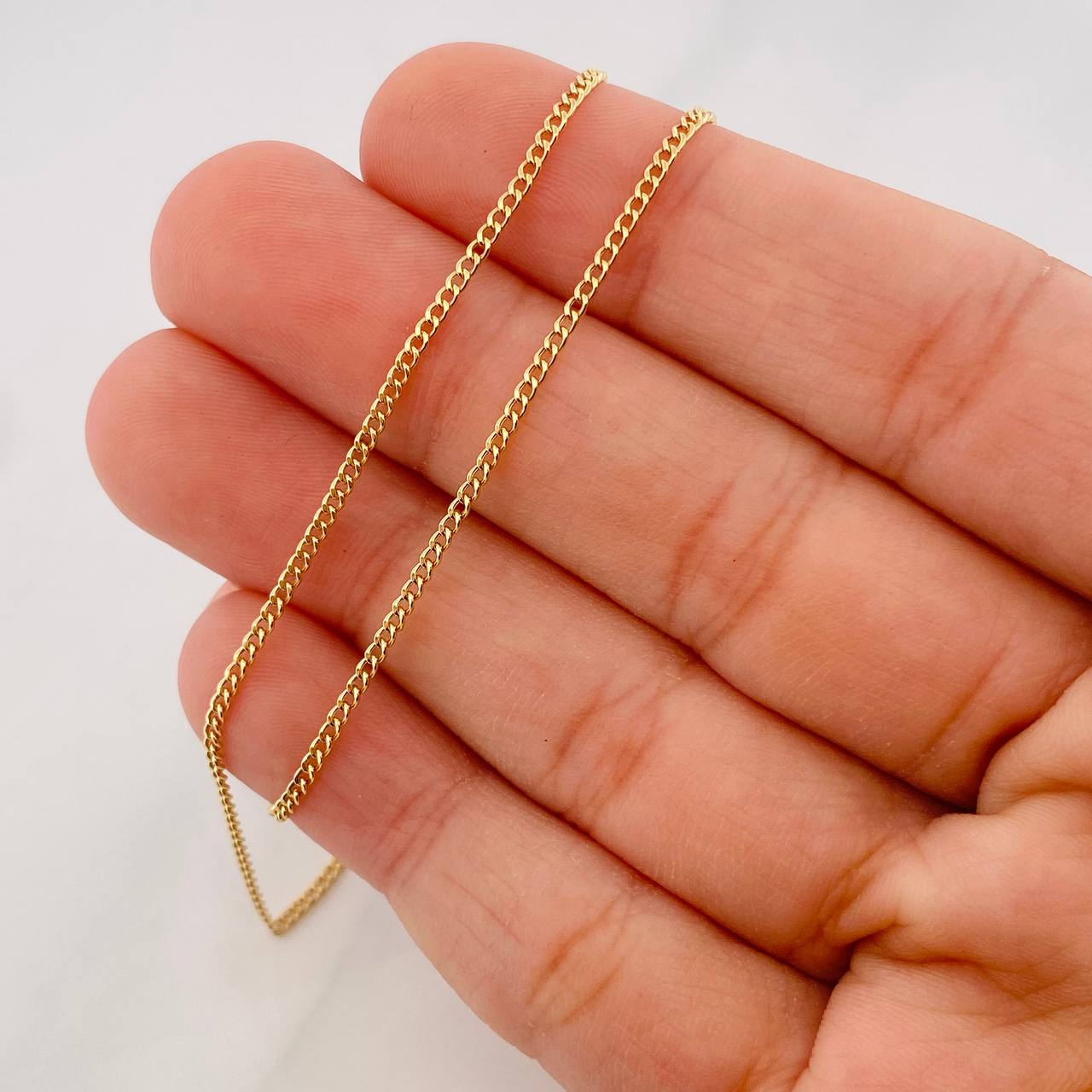 Cadena Mini Cubana 2g / 60cm / 1.4mm Oro Amarillo 18K