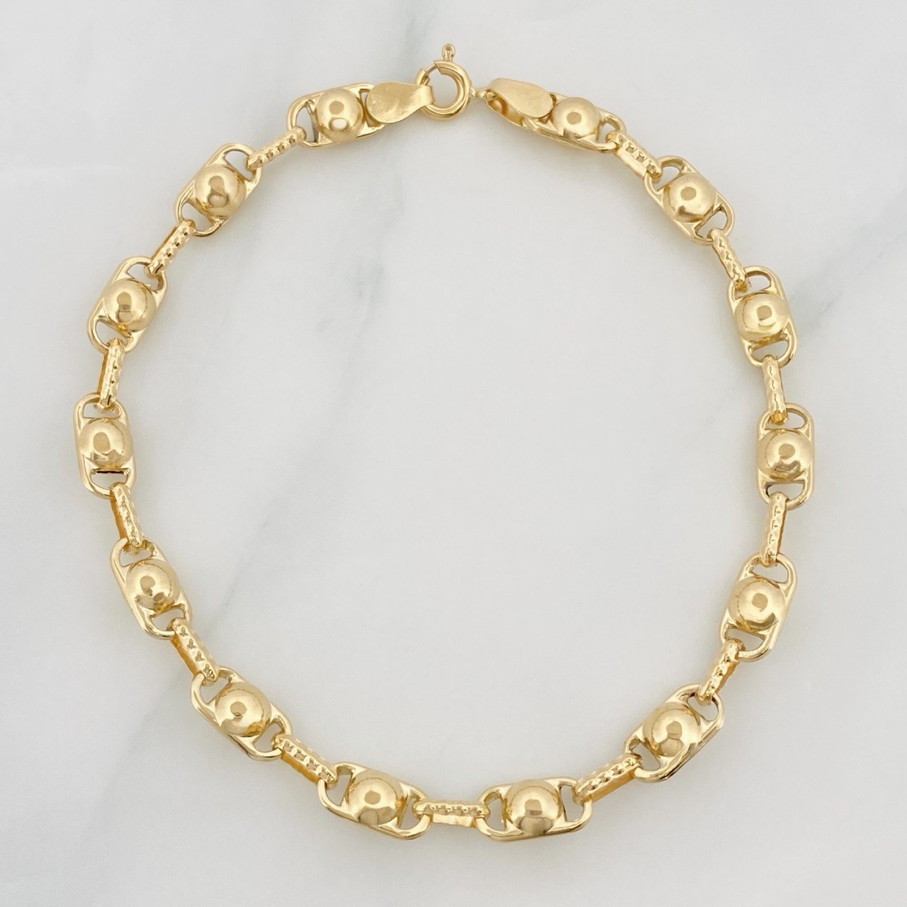 Pulso Rustico Burbuja 4.6g / 19cm / 4.6mm Oro Amarillo 18K