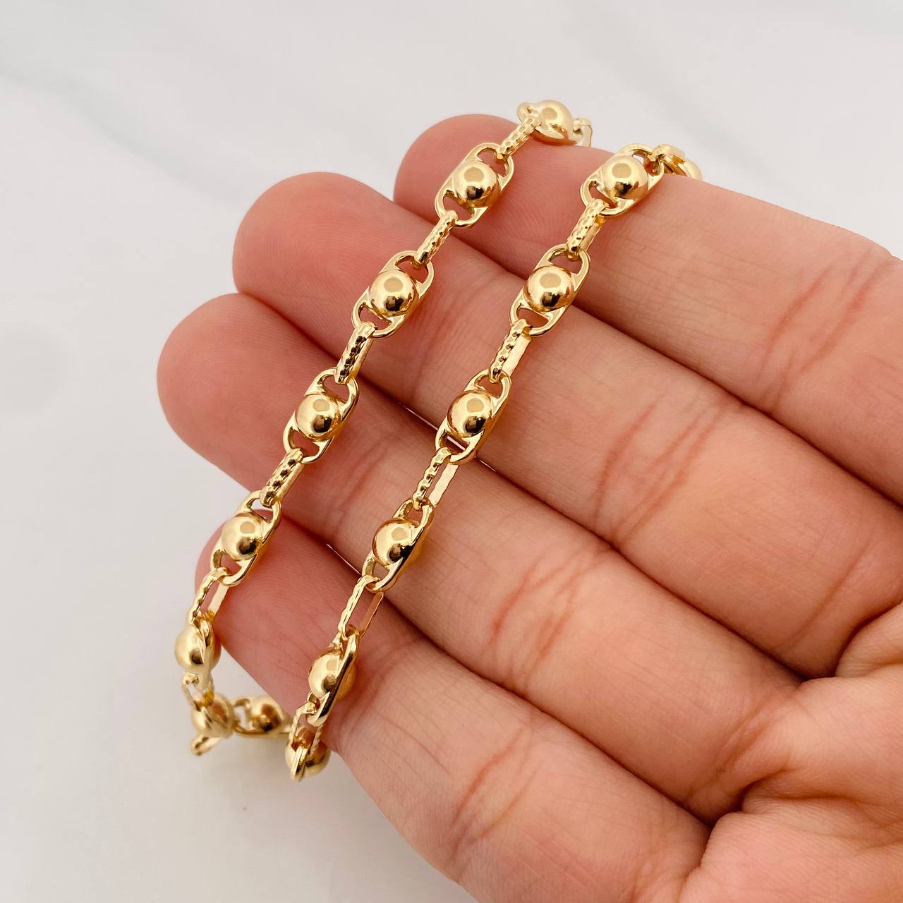 Cadena Rustica Burbuja 14.85g / 60cm / 4.6mm Oro Amarillo 18K