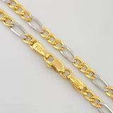 Cadena Figaro 6.3g / 65cm / 3.2mm Dos Oros Amarillo Blanco 18K