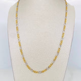 Cadena Figaro 6.3g / 65cm / 3.2mm Dos Oros Amarillo Blanco 18K