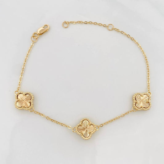Pulso Modulable Aro Seguido Trebol 4.70g / 19cm - 16cm / 1.16mm Oro Amarillo 18K
