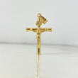 Dije Cruz Cristo 1.15gr / 3.5cm / Baston Liso Oro Amarillo