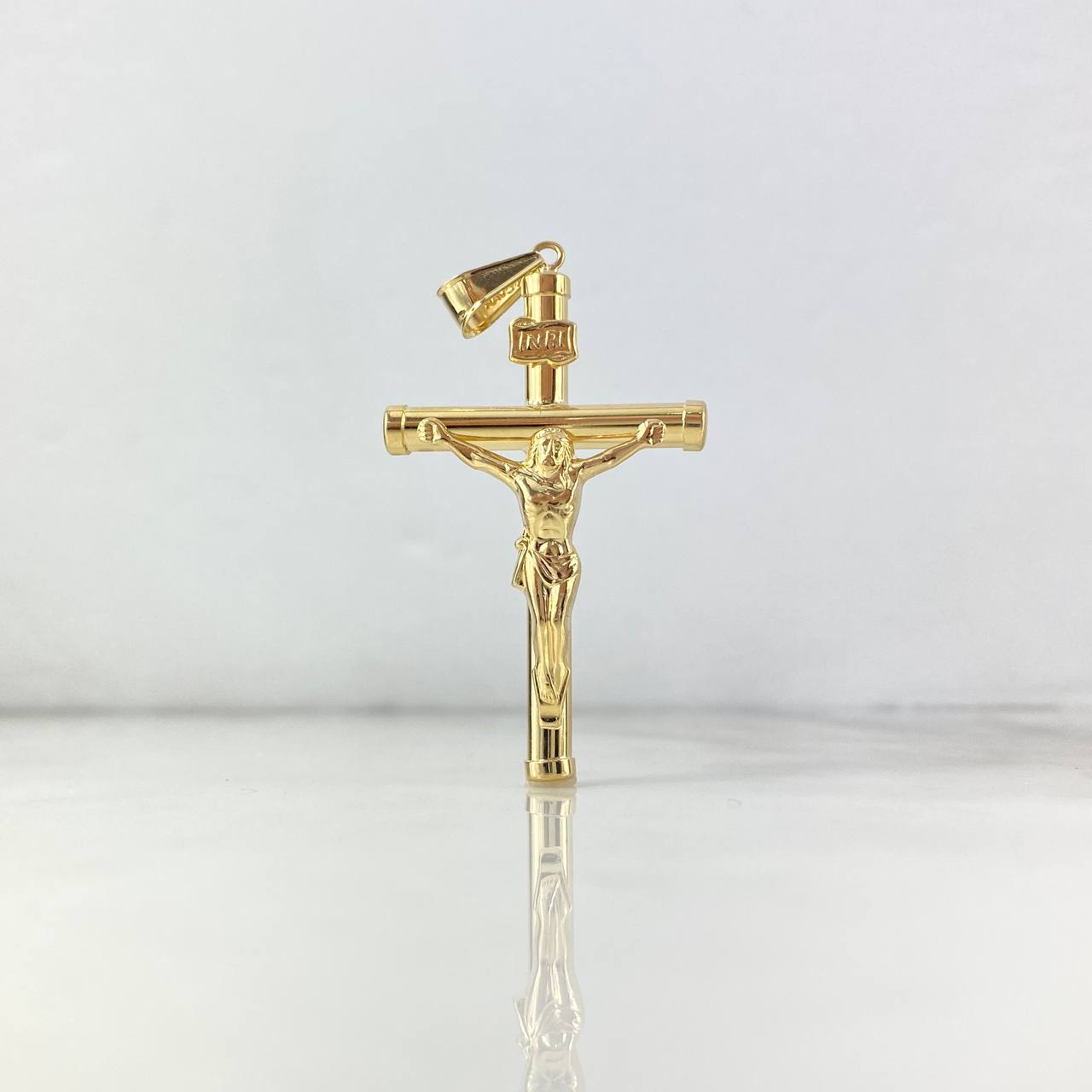 Dije Cruz Cristo 3gr / 5.8cm / Baston Liso Oro Amarillo