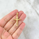 Dije Cruz Cristo 1.2gr / 3.5cm / Baston Atornillado Oro Amarillo