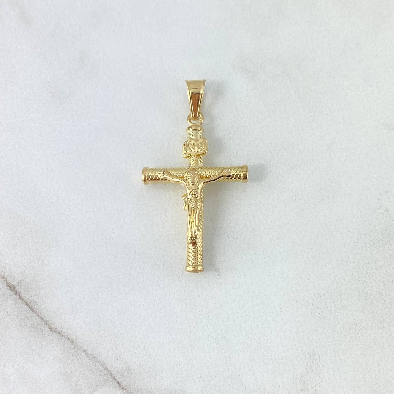 Dije Cruz Cristo 1.2gr / 3.5cm / Baston Atornillado Oro Amarillo