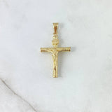 Dije Cruz Cristo 1.2gr / 3.5cm / Baston Atornillado Oro Amarillo