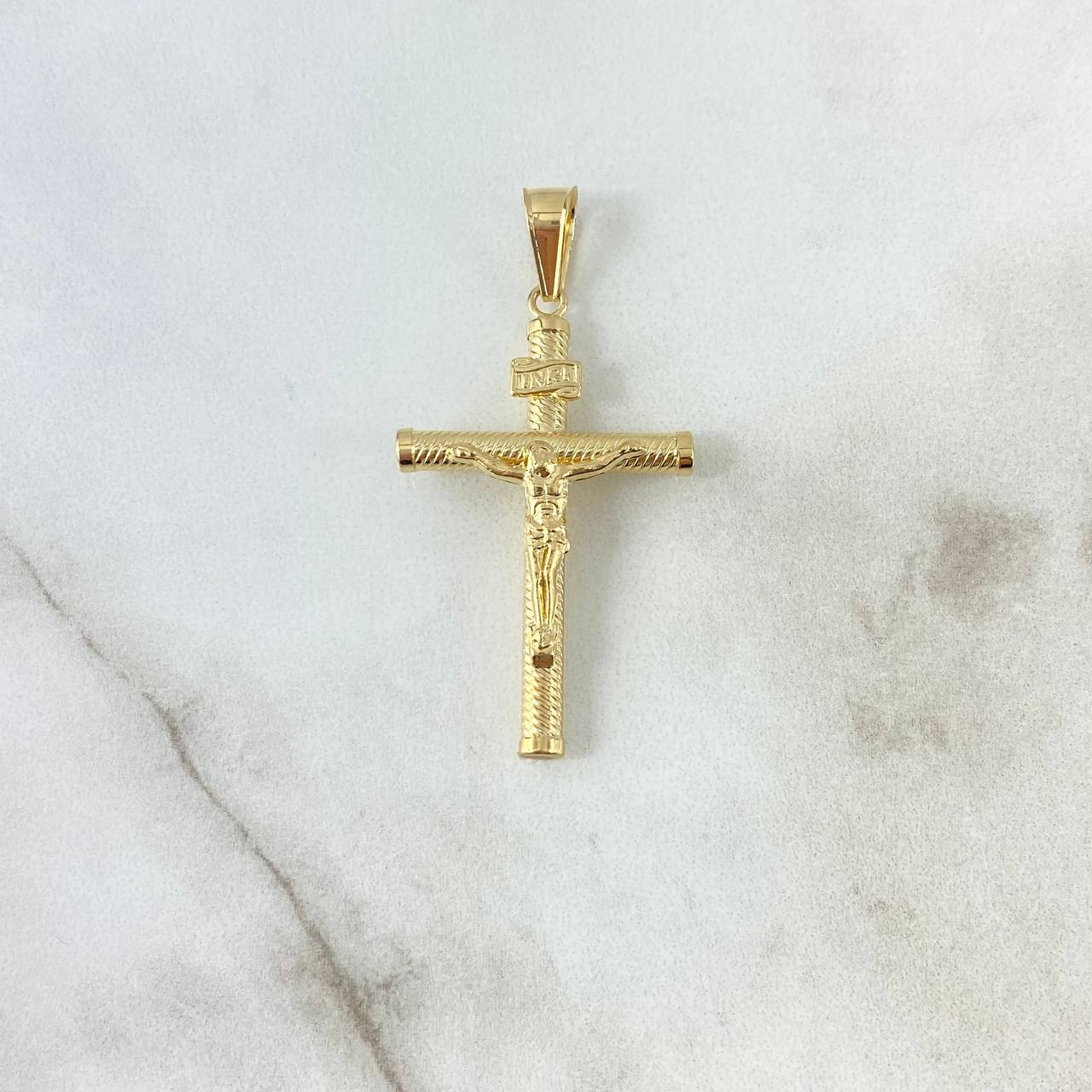 Dije Cruz Cristo 1.65gr / 4.4cm / Baston Atornillado Oro Amarillo