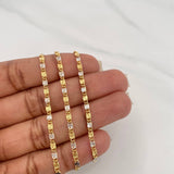 Cadena Escalera Plana 4 g / 55.7 cm / 2.4 mm Dos Oros Amarillo Blanco 18K