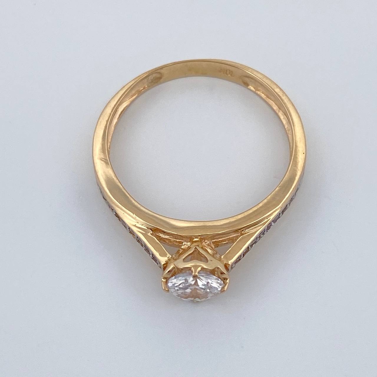 Anillo Solitario Puente 2.55gr / T6 3/4 / Dos Oros Amarillo Blanco  18K %