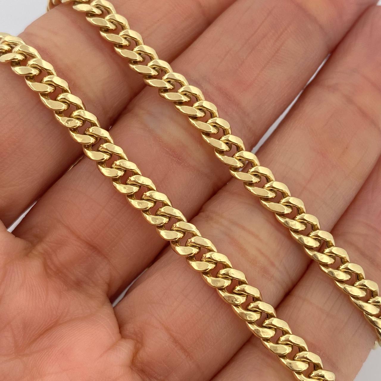 Cadena Cubana 10.05gr / 61.7cm / 4.4mm Oro Amarillo +1 14K Italy &