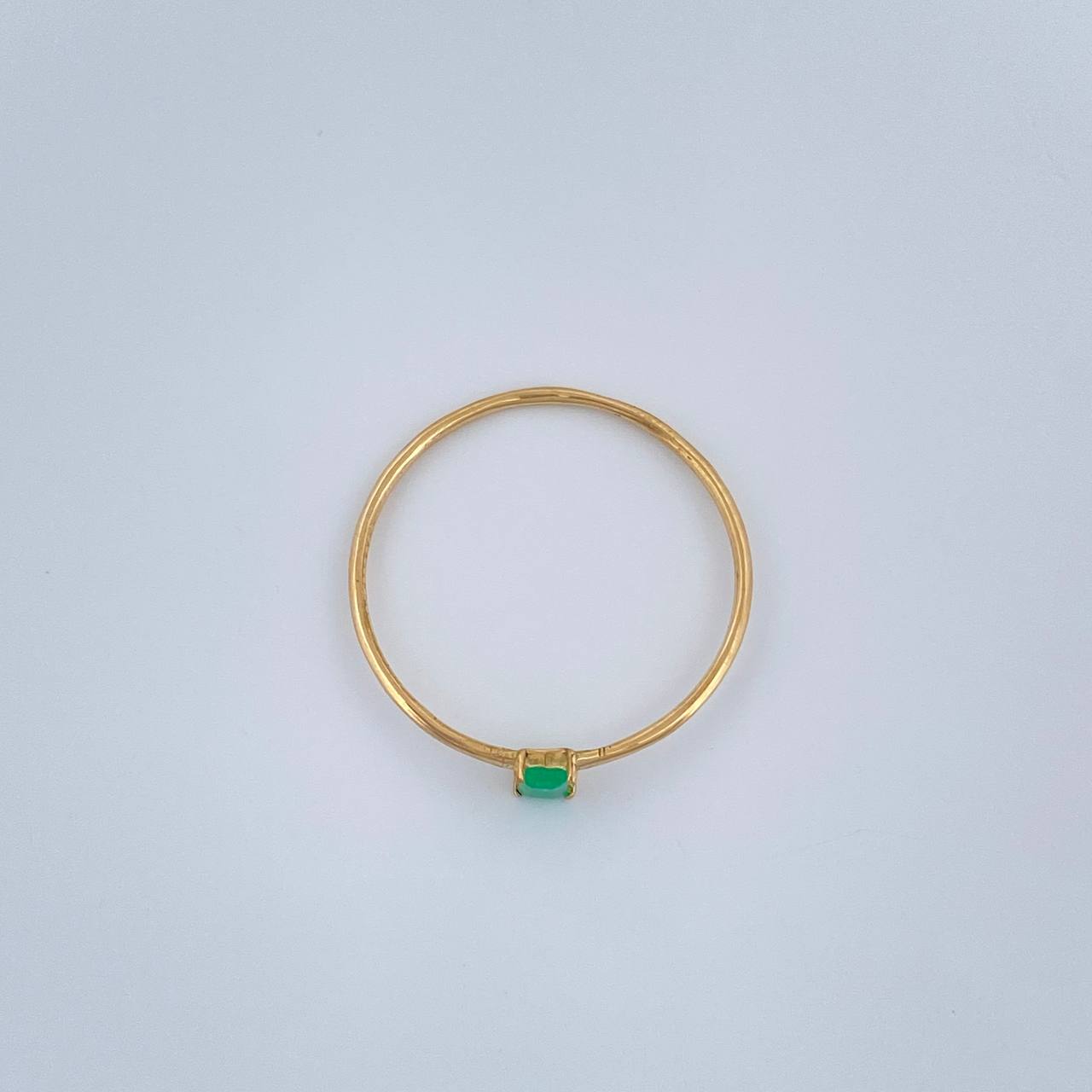 Anillo Solitario Cuadrado Esmeralda 0.85gr / T7 1/2 / Oro Amarillo 18K %