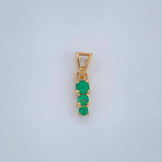 Dije Trio Degrade Esmeraldas 0.55gr / 1.5cm / Oro Amarillo 18K %