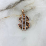 Dije Dólar 6.4gr / 4cm / Circones Blancos-Negros Dos Oros Blanco Rosa (Oferta)