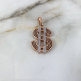 Dije Dólar 6.4gr / 4cm / Circones Blancos-Negros Dos Oros Blanco Rosa (Oferta)