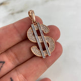 Dije Dólar 6.4gr / 4cm / Circones Blancos Dos Oros Blanco Rosa