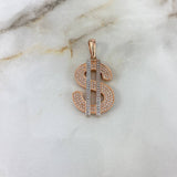 Dije Dólar 6.4gr / 4cm / Circones Blancos Dos Oros Blanco Rosa