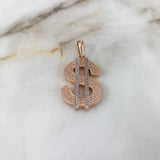 Dije Dólar 6.4gr / 4cm / Circones Blancos Dos Oros Blanco Rosa