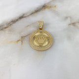 Dije Placa Circular Corona RX 7.65gr / 3.7cm / Circones Blancos Oro Amarillo