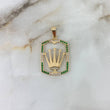 Dije Marco Rectangular Corona RX 3.4gr / 3.8cm / Circones Blancos-Verdes Oro Amarillo