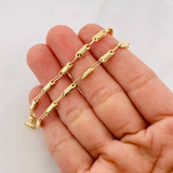 Cadena Rustica Cilindro Rayado 8.6g / 60cm / 3.35mm Oro Amarillo 18K