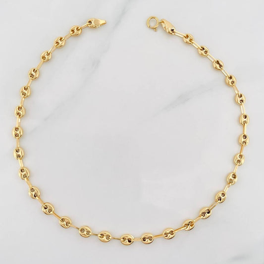 Tobillera Rustica GC 3.9g / 26cm / 4.1mm Oro Amarillo 18K