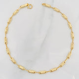 Tobillera Rustica Cilindro Rayado 3.7g / 25cm / 3.1mm Oro Amarillo 18K