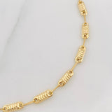 Tobillera Rustica Cilindro Rayado 3.7g / 25cm / 3.1mm Oro Amarillo 18K