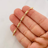 Tobillera Rustica Cilindro Rayado 3.7g / 25cm / 3.1mm Oro Amarillo 18K