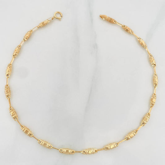Tobillera Rustica Barril 3.65g / 26cm / 3.1mm Oro Amarillo 18K