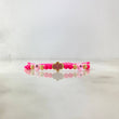 Pulsera Rosa Hamsa Tridimensional 1.4gr / 4mm Bolas Diamantadas 4 und Circones Fucsias Oro Amarillo *