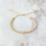 Pulsera Beige Hamsa Tridimensional 1.45gr / 4mm Bolas Diamantadas 4 und Circones Blancos Oro Amarillo *