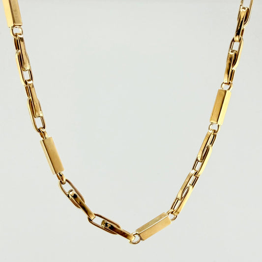 Cadena Rustica Rectagulo 14.1gr / 60cm / 3.5mm Oro Amarillo +4 18K