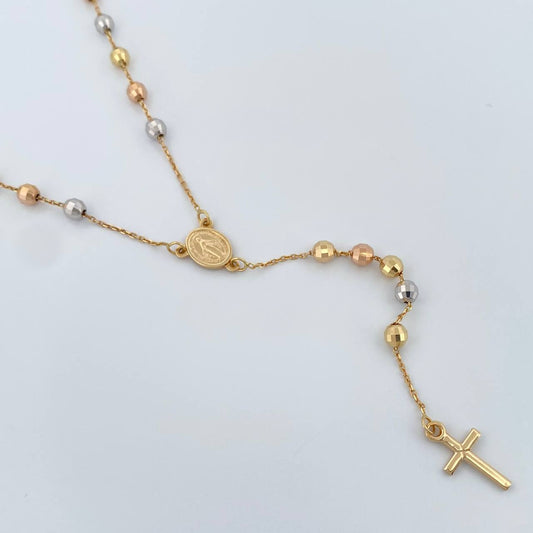 Rosario Virgen Milagrosa Cruz 11.45gr / 60.4cm / 4mm Tres Oros +4 18K %