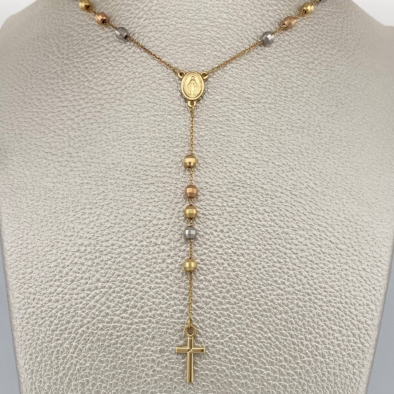 Rosario Virgen Milagrosa Cruz 11.45gr / 60.4cm / 4mm Tres Oros +4 18K %