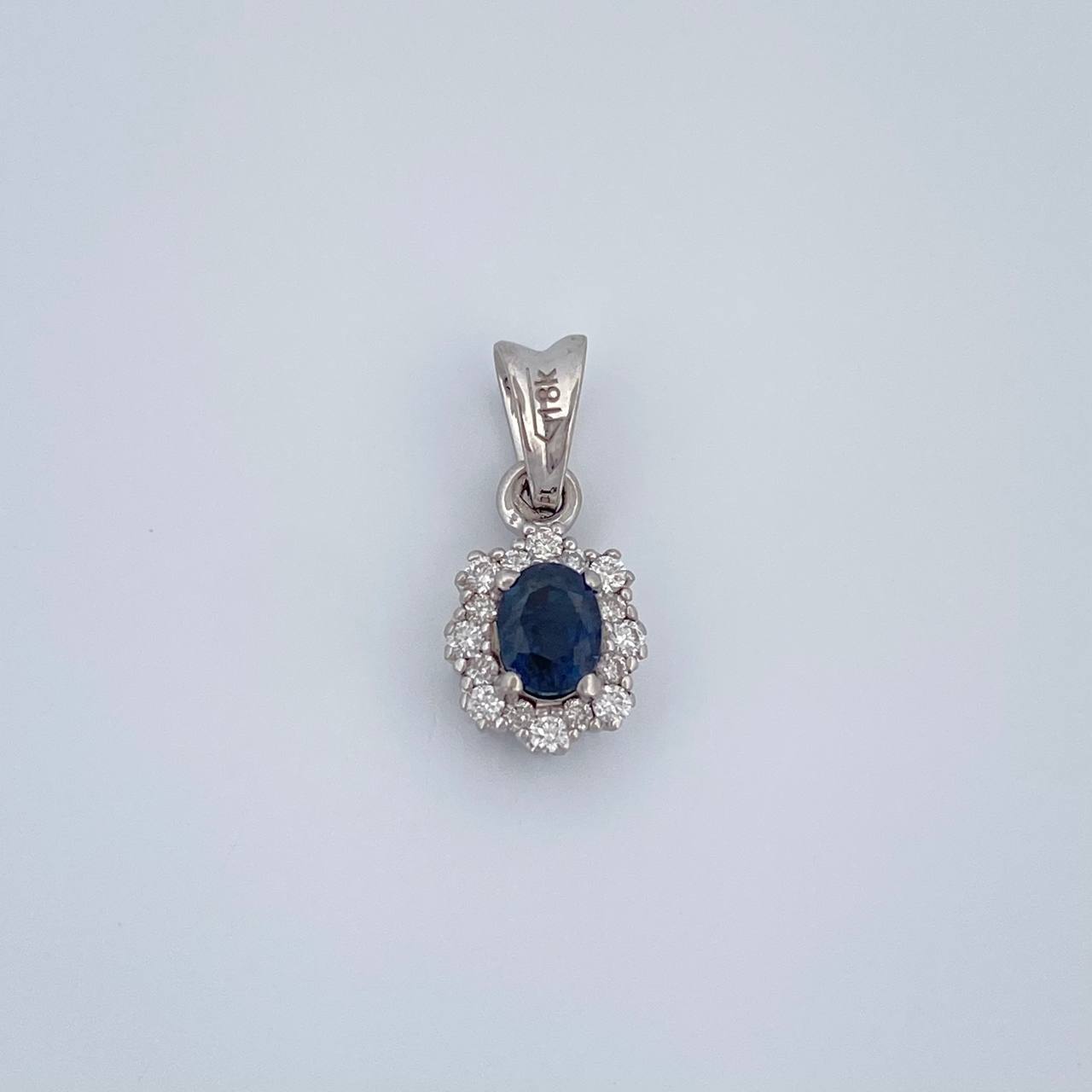 Dije Halo Zafiro 0.85gr / 1.3cm / Oro Blanco 18K %