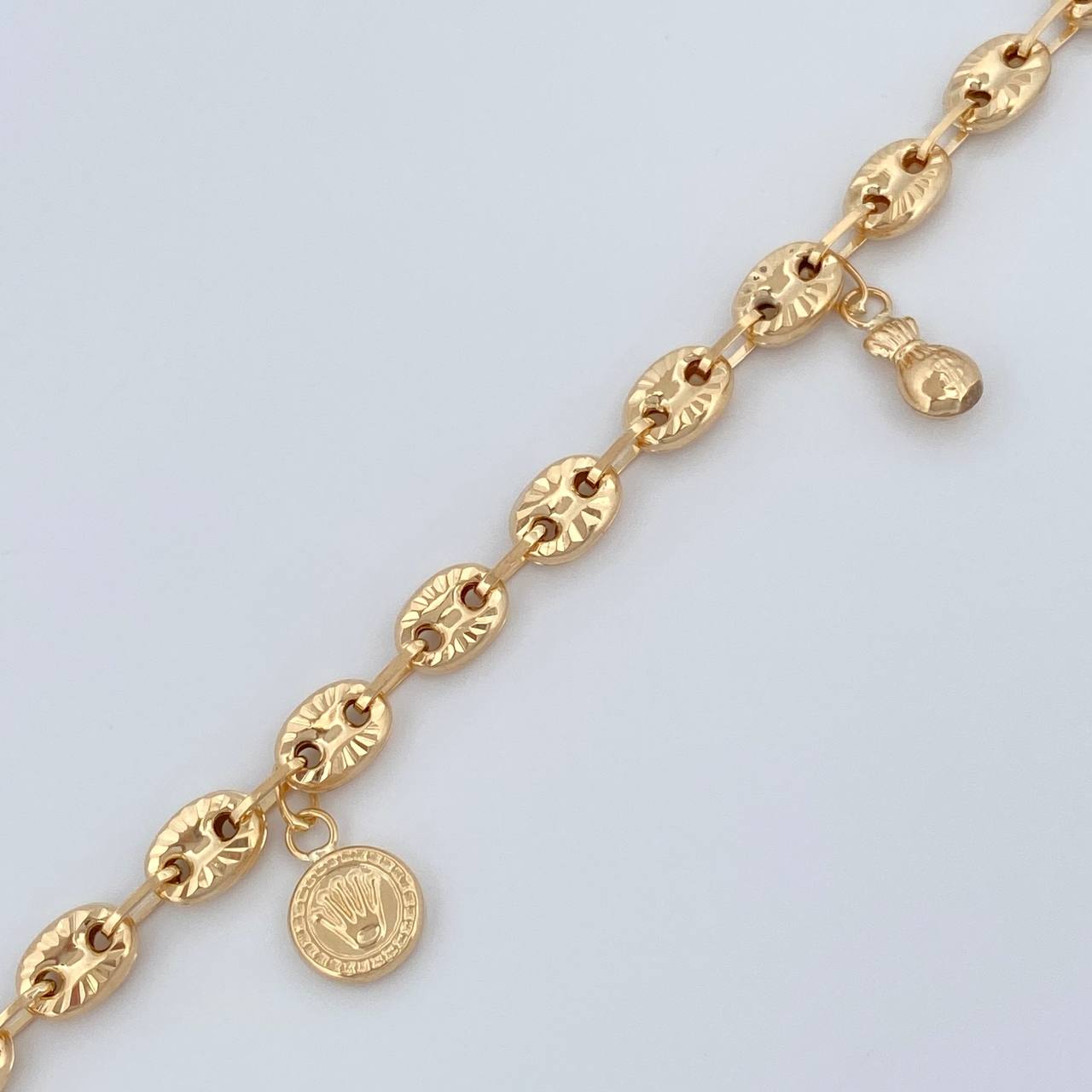 Tobillera Gc Figuras 7.1gr / 25.8cm / 4.9mm Oro Amarillo 18K &