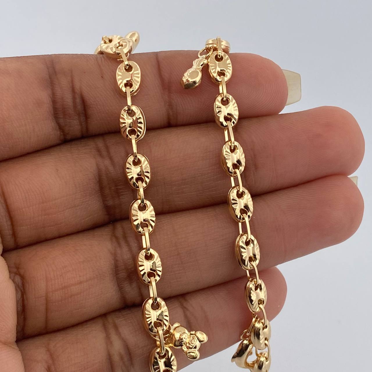Tobillera Gc Figuras 7.1gr / 25.8cm / 4.9mm Oro Amarillo 18K &