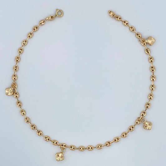Tobillera Gc Treboles 3.9gr / 26cm / 3.25mm Oro Amarillo 18K &
