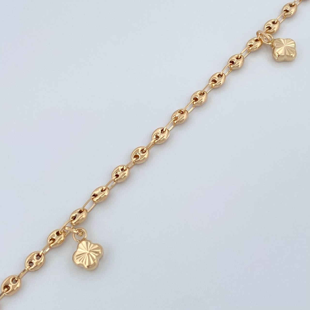 Tobillera Gc Treboles 3.9gr / 26cm / 3.25mm Oro Amarillo 18K &