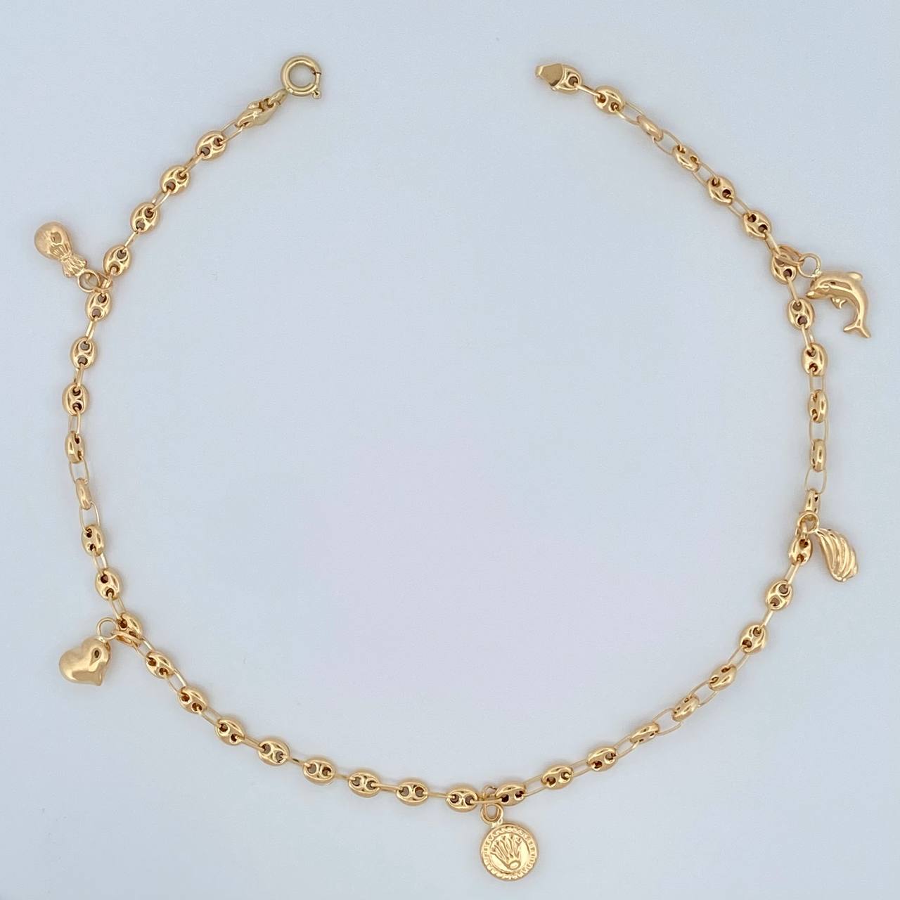 Tobillera Gc Figuras 4.1gr / 26.5cm / 3.3mm Oro Amarillo 18K &