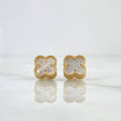 Topos Treból VCyA 2.55gr / 8mm Nacar Blanco - Borde Punteado Mate Oro Amarillo Nac.Esp. 18K