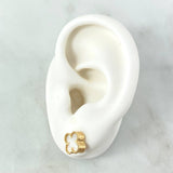 Topos Treból VCyA 2.6gr / 8mm Nacar Blanco - Borde Punteado Mate Oro Amarillo Nac.Esp. 18K