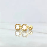 Topos Treból VCyA 1.35gr / 6.5mm Nacar Blanco - Borde Punteado Mate Oro Amarillo Nac.Esp. 18K