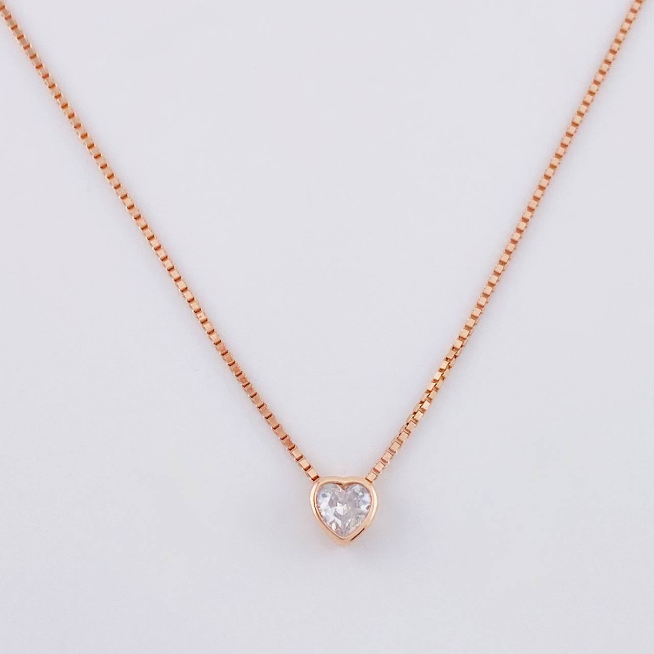 Cadena Veneciana Dije Corazón 2.25g / 45cm / 0.9mm Plata Vermeil 925
